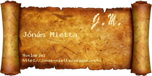Jónás Mietta névjegykártya